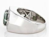 Green And Colorless Moissanite Platineve Mens Ring 3.58ctw DEW.