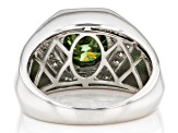 Green And Colorless Moissanite Platineve Mens Ring 3.58ctw DEW.