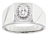 Moissanite Platineve Mens Ring 1.09ctw DEW.