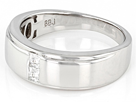 Moissanite platineve mens ring .32ctw DEW.