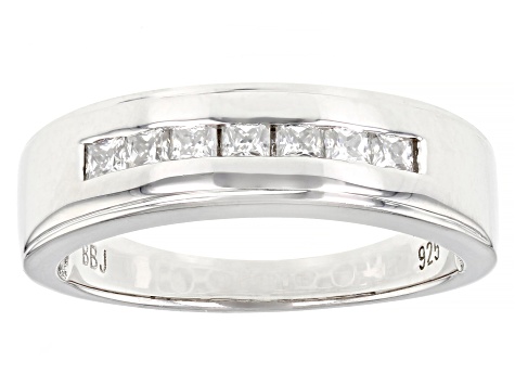 Moissanite platineve mens ring .70ctw DEW.