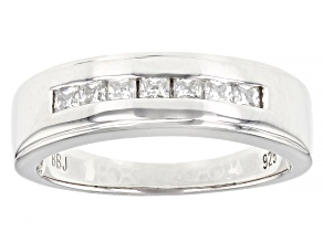 Moissanite platineve mens ring .70ctw DEW.