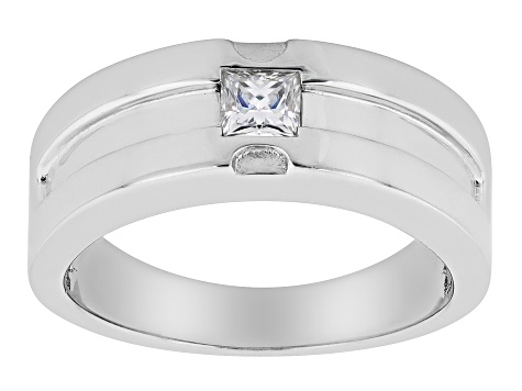 Moissanite platineve mens ring .37ctw DEW.