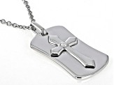 Moissanite Platineve Cross Dog Tag Pendant .10ct D.E.W