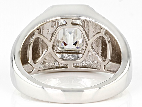 Moissanite platineve and 14k yellow gold over silver men's ring 2.52ctw DEW.