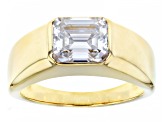 Moissanite 14k yellow gold over silver men's ring 3.55ct DEW.