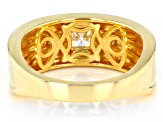 Moissanite 14k yellow gold over silver men's ring 1.26ctw DEW.