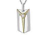 Moissanite Platineve And 14k Yellow Gold Over Silver Dog Tag Pendant .40ct D.E.W