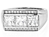 Moissanite Platineve Mens Ring 3.82ctw DEW.