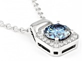 Blue And Colorless Moissanite Platineve Mens Pendant 3.84ctw DEW