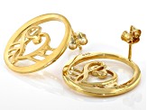 18K Gold Over Silver Heart Shape Music Clefs Earrings