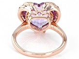 Lavender Amethyst & White Topaz 18K Rose Gold Over Sterling Silver Heart Ring 4.91ctw