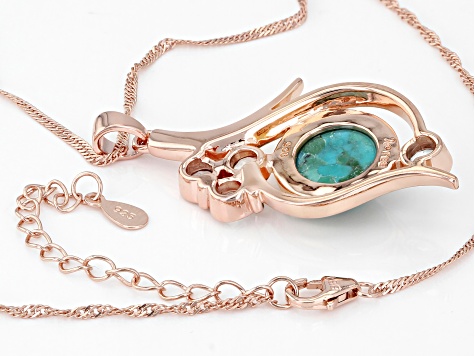 Composite Turquoise &  Sky Blue Topaz 18K Rose Gold Over Silver Pendant With 18" Chain 1.15ctw