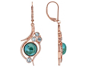 Turquoise & Sky Blue Topaz 18K Rose Gold Over Silver Earrings 0.50ctw