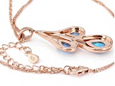 Blue Lab Created Opal 18K Rose Gold Over Silver Rain Drop Pendant With 18" Chain