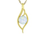 Multi Color Lab Created Opal 18K Yellow Gold Over Sterling Silver Pendant With 18" Chain