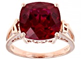 Lab Created Ruby 18K Rose Gold Over Silver Solitaire Ring 6.80ct