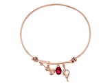 Lab Created Ruby 18K Rose Gold Over Silver Charm Bracelet 1.28ct