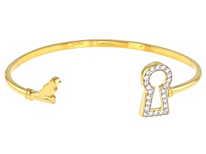 White Zircon 18K Yellow Gold Over Silver Keyhole With Bird Accent Bracelet  0.61ctw