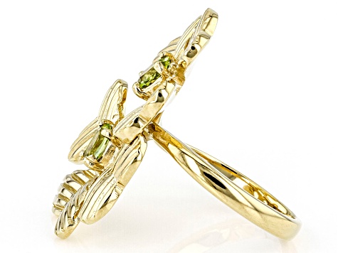 Peridot 18K Yellow Gold Over Sterling Silver Sprig Ring 0.41ctw