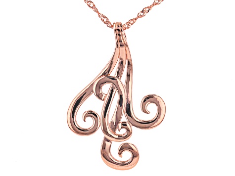 18K Rose Gold Over Sterling Silver Swirl Pendant With 18" Chain