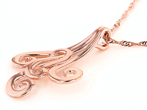 18K Rose Gold Over Sterling Silver Swirl Pendant With 18" Chain