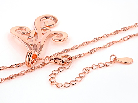 18K Rose Gold Over Sterling Silver Swirl Pendant With 18" Chain