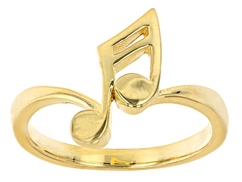 18K Yellow Gold Over Sterling Silver Music Note Ring