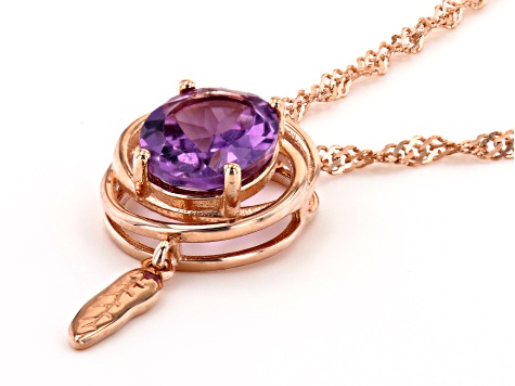 Lavender Amethyst 18K Rose Gold Over Sterling Silver Pendant With 18" Chain 1.96ct