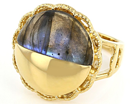 Labradorite 18K Yellow Gold Over Silver Moonlight Over the Countryside Ring