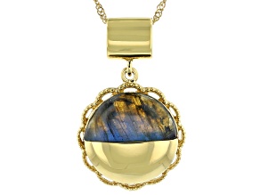 Labradorite 18K Yellow Gold Over Silver Moonlight Over the Countryside Pendant With Chain