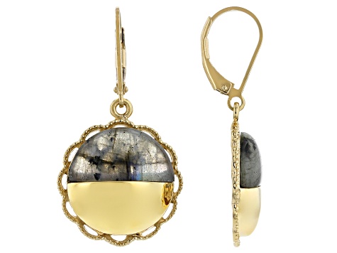 Labradorite 18K Yellow Gold Over Silver Moonlight Over the Countryside Earrings