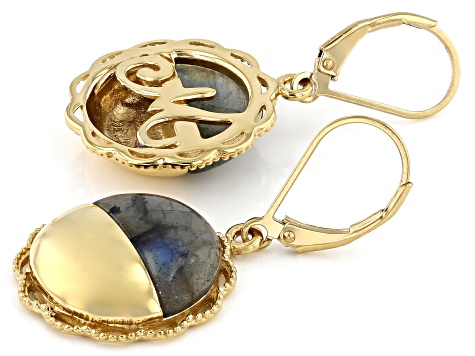 Labradorite 18K Yellow Gold Over Silver Moonlight Over the Countryside Earrings
