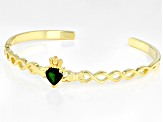 Chrome Diopside 18K Yellow Gold Over Silver Claddagh Cuff Bracelet 1.04ct