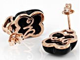 Onyx 18K Rose Gold Over Sterling Silver Clover Earrings