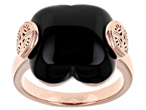 Onyx 18K Rose Gold Over Sterling Silver Clover Ring