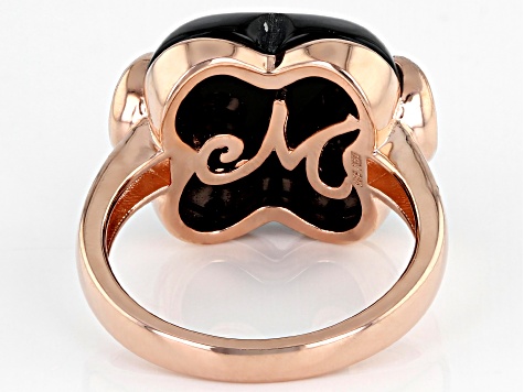 Onyx 18K Rose Gold Over Sterling Silver Clover Ring