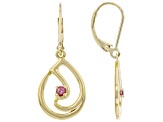 Color Shift Garnet 18K Yellow Gold Over Silver Music Note Earrings 0.15ctw