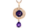 Amethyst 18K Rose Gold Over Silver Swirl Pendant With 18" Chain 5.87ctw