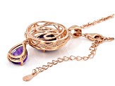Amethyst 18K Rose Gold Over Silver Swirl Pendant With 18" Chain 5.87ctw
