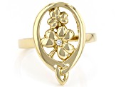 White Diamond Accent 18K Yellow Gold Over Silver Shamrock & Trinity Design Ring 0.01ct