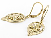White Diamond Accent 18K Yellow Gold Over Silver Shamrock & Trinity Design Earrings 0.02ctw