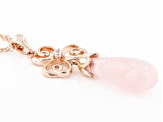 Rose Quartz and White Zircon 18K Rose Gold Over Silver Shamrock Pendant