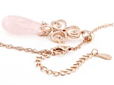 Rose Quartz and White Zircon 18K Rose Gold Over Silver Shamrock Pendant