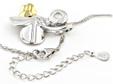 Rainbow Moonstone & Chrome Diopside Rhodium & 18K Yellow Gold Over Silver Pendant