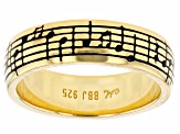 18k Yellow Gold Over Sterling Silver "Danny Boy" Music Sheet Unisex Band Ring