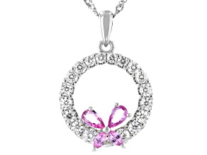 Moissanite and pink sapphire platineve pendant 1.10ctw DEW.