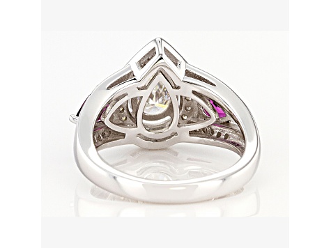 Moissanite and grape color garnet platineve ring 1.93ctw DEW.