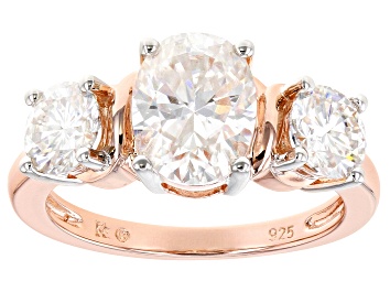 Picture of Moissanite 14k Rose Gold over Silver Ring 3.30ctw DEW.