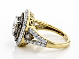 Moissanite And Champagne Diamond 14k Yellow Gold Over Silver Ring 1.76 DEW.